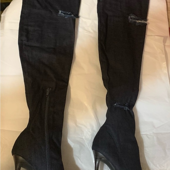 Mazara Heeled Peek-Toe Boot Size 9 Dark Denim - Picture 3 of 8